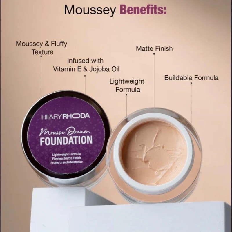 H/R Mousse Dream Foundation Lightweight Matte Finish Cream Foundation with Moisturizing Formula for Flawless Natural Coverage, Long Lasting Face Makeup for Women (Fair) thumbnail 3